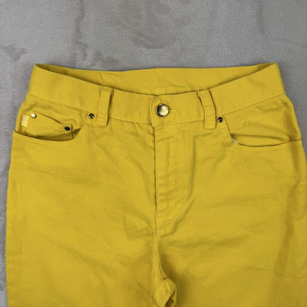 Lauren Jeans Co Ralph Lauren Petite 4P Yellow Denim Jeans Straight High Rise - Picture 2 of 11